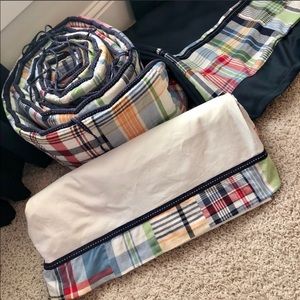 Retired Pottery Barn Madras Bed Skit & Bumper Pad